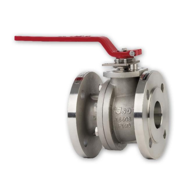 Valvula de Bola DIN, Marca ISO, Modelo F14D, Cuerpo Acero Inoxidable, Bola Acero Inoxidable, Bridas PN16